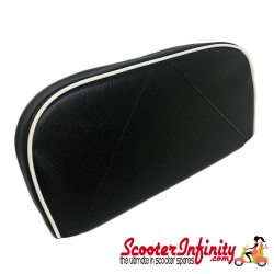 Backrest Pad (Black, White Piping) (Universal, Vespa / Lambretta)