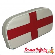 Backrest Pad (White, St George Cross) (Universal, Vespa / Lambretta)