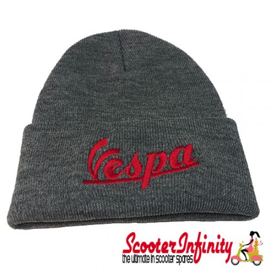 Beanie Hat Vespa (Grey, Red Logo) Beanie Hat Vespa (Grey, Red Logo)