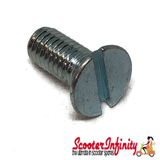 Screw M6x14 mm, slotted screw, flat head, carburettor casing (Vespa 125 VNB-TS/150 VBA -Super/Rally/P80-150X/P200E /PX80-200E/Lusso/T5,  w/o oil pump)