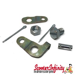Cable Nipple Clamp Front Brake (incl. plates, bolt, split pin) (Vespa Models, Vespa PX)