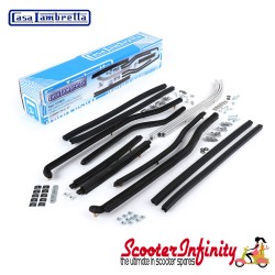 Footboard Strip Runner Set Complete (incl. end caps and mounting material) CASA (Black) (Lambretta - GP 125-200) Footboard Strip Runner Set Complete (incl. end caps and mounting material) CASA (Black) (Lambretta - GP 125-200)