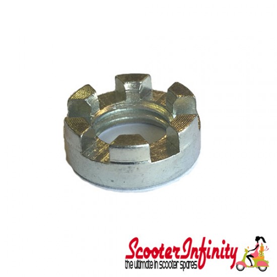 Clutch Nut Castle (Vespa 125 V1-TS/150 VL -Super/160 GS/180 SS/Rally /PX80-200/PE/Lusso -> 1994 /Cosa 1/T5)