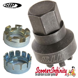 Clutch Nut Tool Castle INCLUDING: Clutch Nut & Tab Washer (Vespa Rally PX T5)