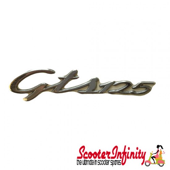 Badge Sidepanel Vespa GTS 125 (chrome, fixation: adhesive,  115x27 mm)