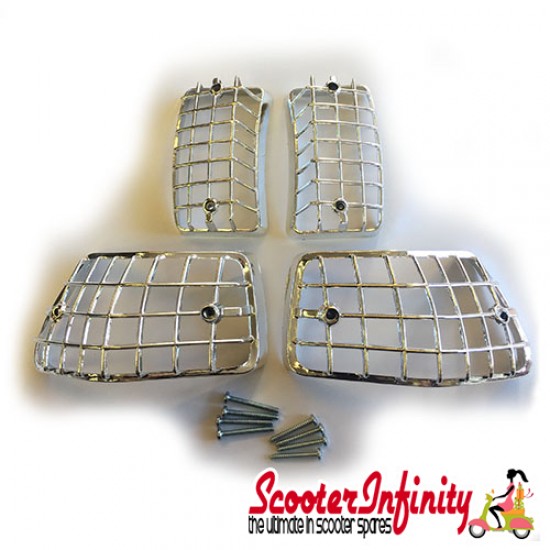 Indicator Grills Kit Plastic Chrome (Vespa PX80-200/PE/Lusso T5 Classic)