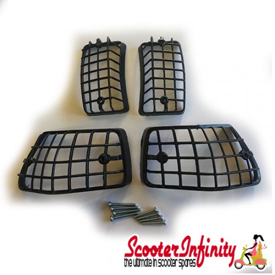 Indicator Grills Kit Plastic Black (Vespa PX80-200/PE/Lusso T5 Classic)