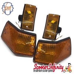 Indicator Kit PIAGGIO SIEM (yellow amber orange, front & rear, w/o bulbs) (Vespa PX80-200/PE/Lusso/T5)