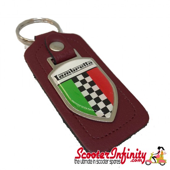 Key ring chain - Lambretta Italian Flag Check (Red, Shield)