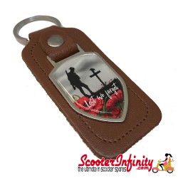 Key ring chain - Poppy Soldier Remembrance Day "Lest We Forget" (Brown) Key ring chain - Poppy Soldier Remembrance Day "Lest We Forget" (Brown)