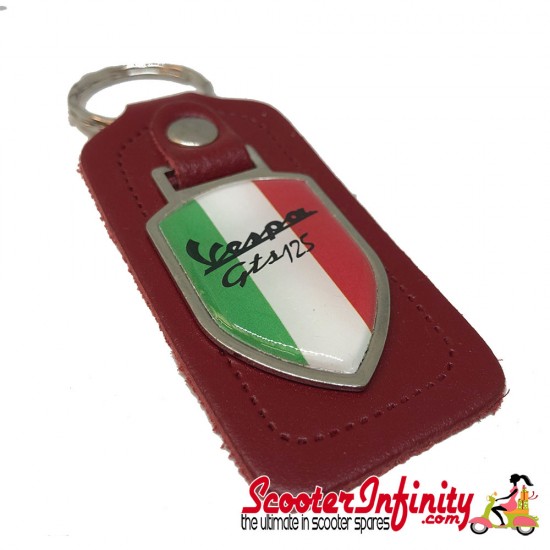 Key ring chain - Vespa GTS 125 Italian Flag (Red, Shield)