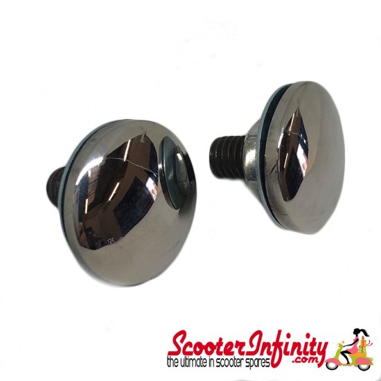 Mirror Hole Covers Headset Handlebar Plugs (Stainless Steel, Pair) (Vespa PX)