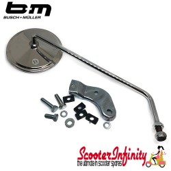 Mirror Standard BUMM RIGHT, round, ? 130 mm, M10, chrome, stainless steel  for Vespa all Classic models