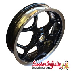 Wheel Rim MP3 (Black with Polished Edge) (3.00-13" - 5 Spokes) (Genuine Piaggio) (Vespa GTS/GTS Super/GTV/GT 60/GT/GT L 125-300cc - Not GTS ABS Models)