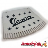 Mudflap Vespa (Black on White Fringed / Ken Cobbin) (Universal Vespa Fitment)