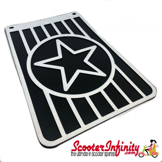 Mudflap White on Black STAR (Ken Cobbin) (Universal Fitment)