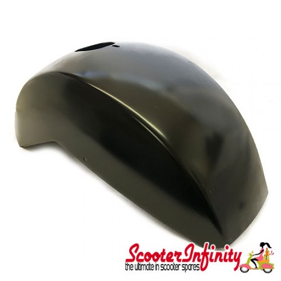 Mudguard (metal, black) (Vespa 125 T5  also for Vespa PX80-200/PE /Lusso/`98/MY/`11/T5/LML Star 125-200 2T/4T)