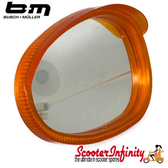 Mirror Head LEFT Hand (Scooter) (for 7mm Stem) (BUMM) (Orange / White) (Vespa / Lambretta)