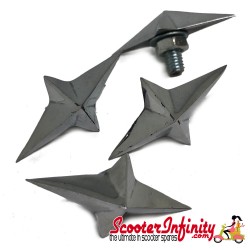 Grommet/Plugs Rear Frame Star (Polished Alloy, Set of 4) (Lambretta GP LI SX TV - Series 3) Grommet/Plugs Rear Frame Star (Polished Alloy, Set of 4) (Lambretta GP LI SX TV - Series 3)