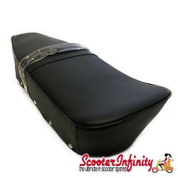 Seat PREMIUM (black, with belt) (Lambretta TV, LI, SX, TV - Series 3)