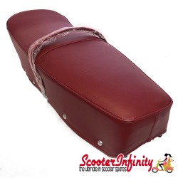 Seat PREMIUM (red, with belt) (Lambretta TV, LI, SX, TV - Series 3)
