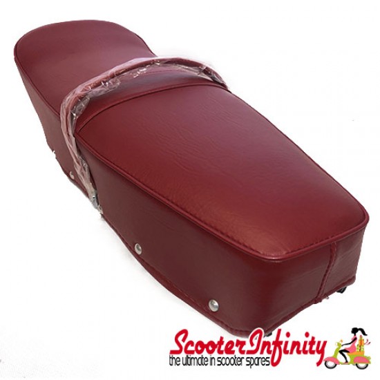 Seat PREMIUM (red, with belt) (Lambretta TV, LI, SX, TV - Series 3)
