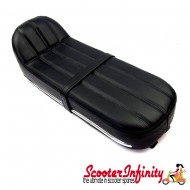 Seat Dual Nanucci (Black with Stainless Trim) (Lambretta LI, LIS, SX, TV, GP - Series 2&3)