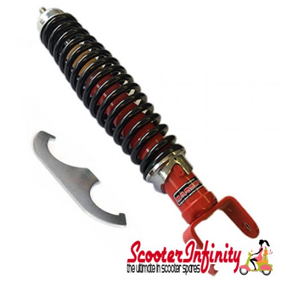 Shock Absorber Sebac Style Rear Red/Black (Carbone) (Vespa P125X P150X P80 P150S)
