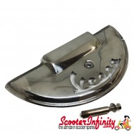 Spare Wheel Cover Half Moon VESPA Laser Cut (Stainless Steel Polished) (Vespa PX80-200 /PE/Lusso/T5)