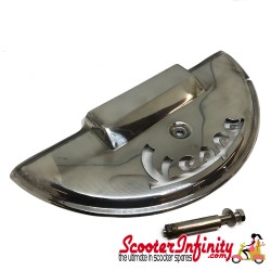 Spare Wheel Cover Half Moon VESPA Laser Cut (Stainless Steel Polished) (Vespa PX80-200 /PE/Lusso/T5)