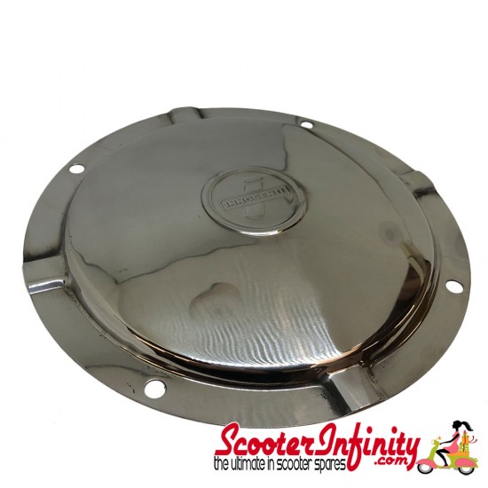Spare Wheel Disc (Innocenti Emblem, Stainless Steel) (4 Hole Version) (Lambretta LI SX TV GP)