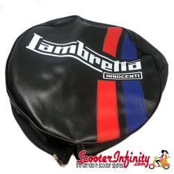Spare Wheel Cover (Black, Red Blue Stripes) (Lambretta LI SX TV GP)