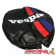 Spare Wheel Cover (Black, Red Blue Stripes) (Vespa)
