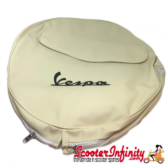 Spare Wheel Cover (Vespa Emblem, with Pouch) (Cream) (Vespa)