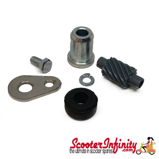 Speedo Drive Worm Gear Kit (grey, 12 teeth, connection: 2,7mm) (Vespa PX Lusso (1985-1997), T5 125cc, Cosa)