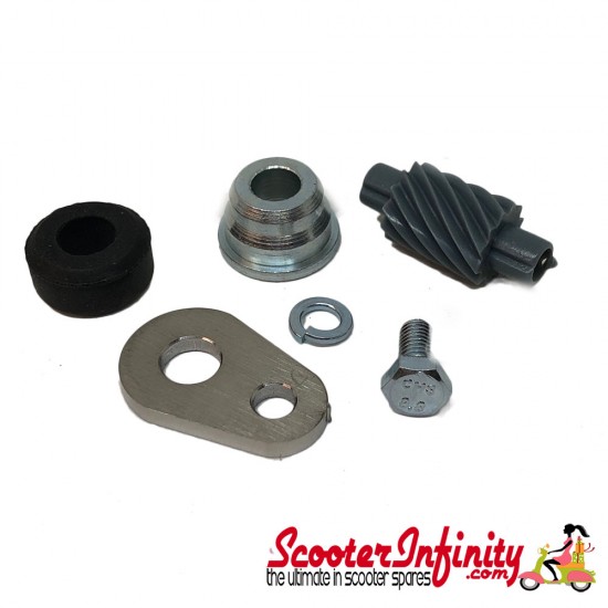 Speedo Drive Worm Gear Kit (grey, 12 teeth, connection: 2,7mm) (Vespa PX 1998 on, Disc, MY, 2011) Speedo Drive Worm Gear Kit (grey, 12 teeth, connection: 2,7mm) (Vespa PX 1998 on, Disc, MY, 2011)