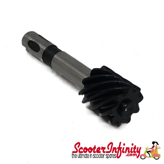 Speedo Drive Worm Gear (black, 9 teeth, connection: 2.7mm) (Vespa 125 GT/GTR/TS/150 Sprint /V/VGL/GS VS1-5>0071024/VLA 077399>/VGLA>017604/Rally)