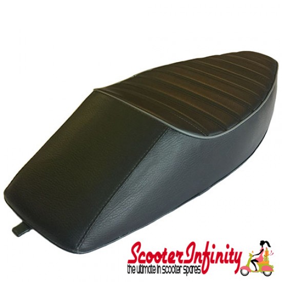 Seat Sport Corsa MKIII (Black, stiched) (Vespa PE, PX 80-200, Lusso, MY, T5 Classic)