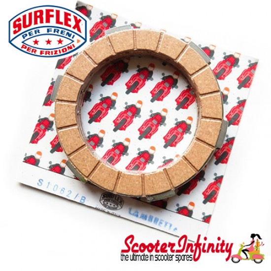 Clutch Kit 4 Plate Surflex Italian (120 mm, 4 plates  cork, th 2,5mm) (Corks) (Lambretta 125 LI/Special /GP/DL/150 LI/Special/SX/GP /DL/175 TV 2?-3?/200 TV/SX /GP/DL)