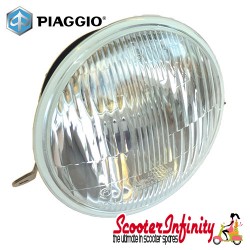 Headlight Unit PIAGGIO SIEM (Round, Real Glass Lens) (Vespa PX80-200/PE/Lusso /`98)