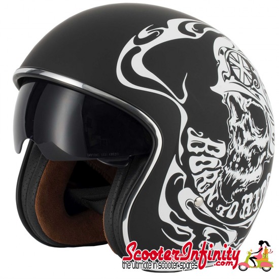 Helmet / MOD Vcan V537 Open Face - (Classic BTR "Born To Ride" - With Popdown Sunvisor)