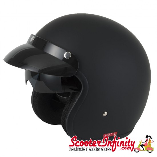 Helmet / MOD Vcan V537 Open Face - (Matt Black - With Popdown Sunvisor)