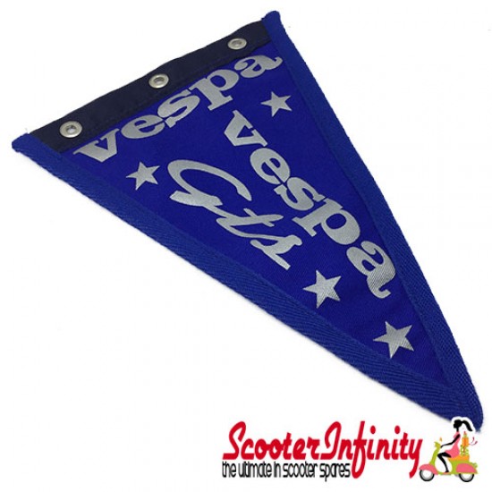 Flag Penant Vespa GTS (Blue, Blue Trim) (240x170mm) (With Eye Holes, for Whip Aerial) Flag Penant Vespa GTS (Blue, Blue Trim) (240x170mm) (With Eye Holes, for Whip Aerial)