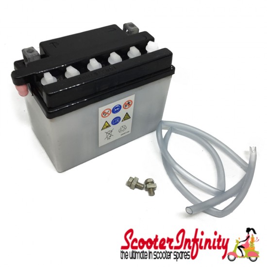 Battery MALOSSI GEL (MB4L-B / YB4L-B, 120mm x 70mm x 92mm) (Aprilia, Benelli, Derbi, Gilera, Italjet, Malaguti, MBK, Peugeot, Piaggio, Vespa LX 2 Stroke, Yamaha Aerox, Yamaha)