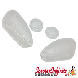 Indicator Lens Set Kit (Clear) (2013 on, Screw On Rear Ind Lens) (MKB Nitro 50-100, Yamaha Aerox 50-100)