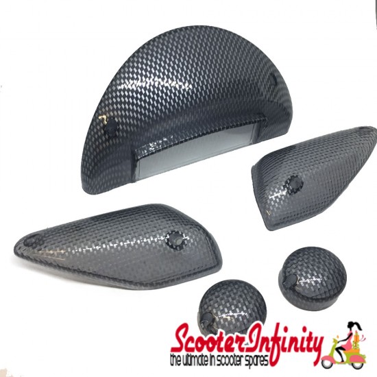 Indicator & Tail Lens Set Kit (Carbon Look, 2000 on - Screw on Rear Ind Lens) (MBK Nitro 50-100, Yamaha Aerox 50-100)