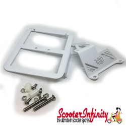Mounted Number Plate or L Plate Holder (White) (TC-Line Motor) (Aprilia, Benelli, Italjet, Malaguti, MBK, Yamaha Aerox, Yamaha)